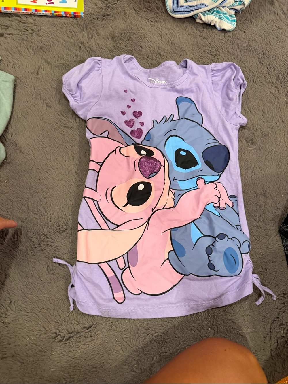 Disney Lilac Girls Tee with Stitch & Angel Graphic